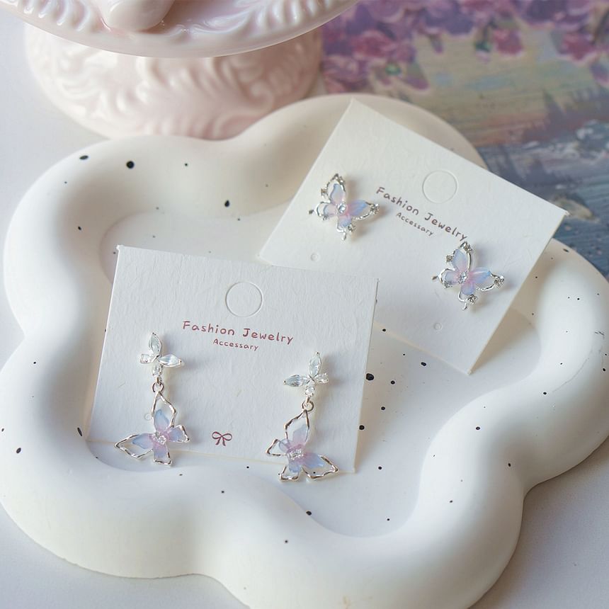 Butterfly Earring Sterling Stud 925 / Silver Drop