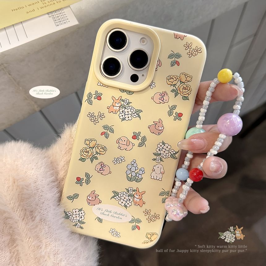 Bead Case Set Strap Phone Print Rabbit /