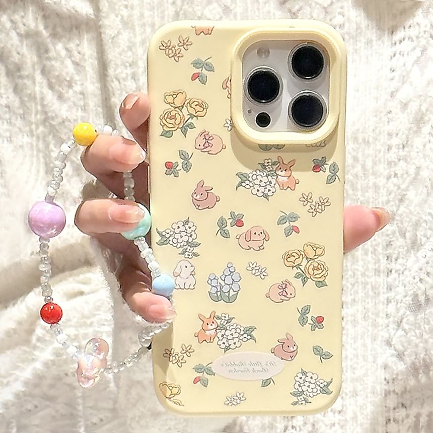 Bead Case Set Strap Phone Print Rabbit /