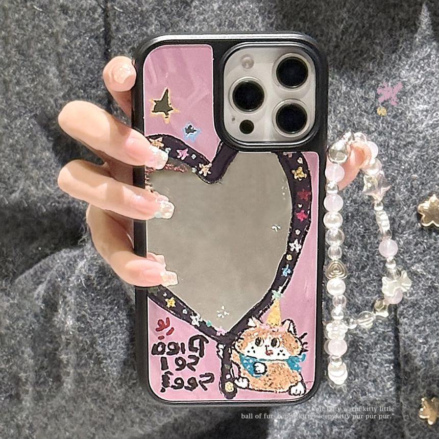 Case Bead / Phone Shape Star Heart Set Strap Mirror