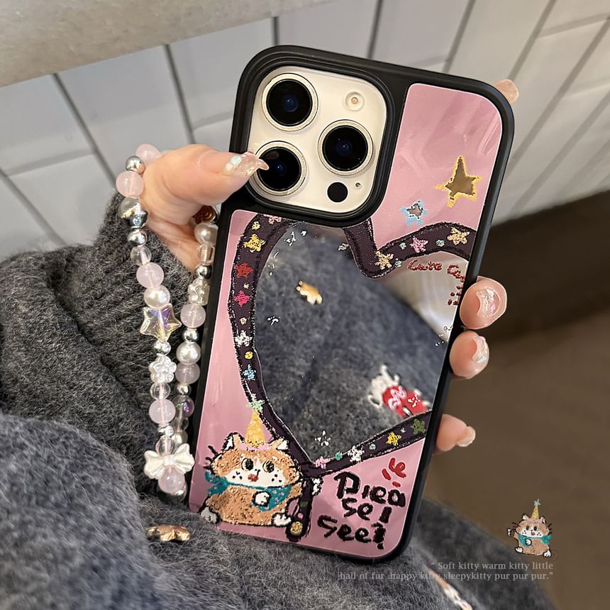 Case Bead / Phone Shape Star Heart Set Strap Mirror