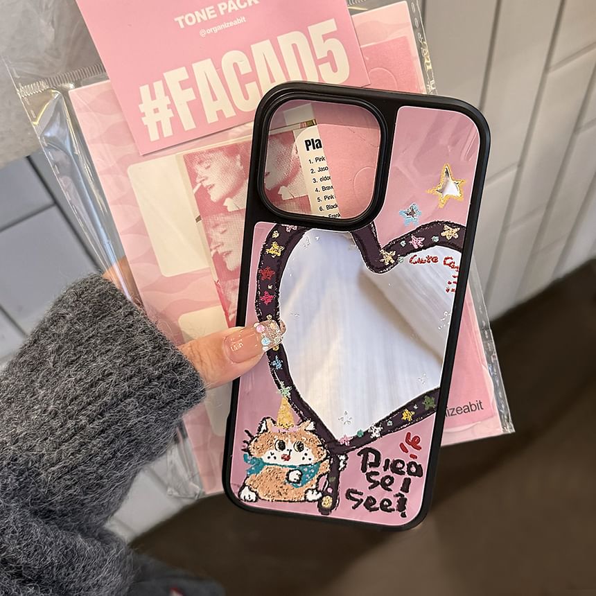 Case Bead / Phone Shape Star Heart Set Strap Mirror