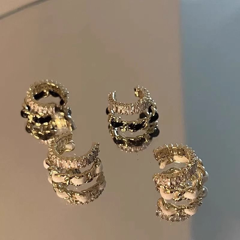 Ear Rhinestone Layered Cuff Alloy