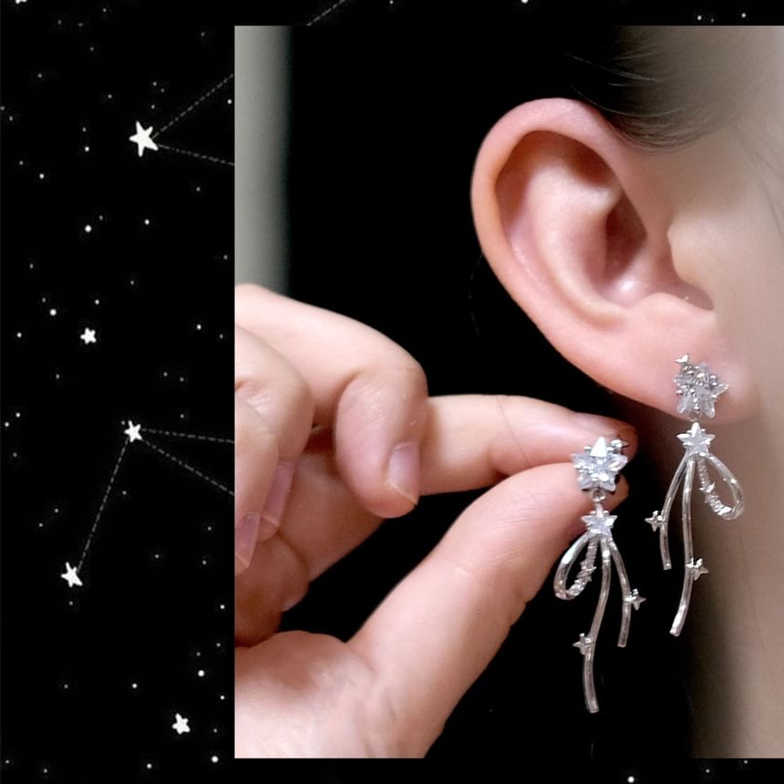 Earring Alloy Drop Rhinestone Bow Star