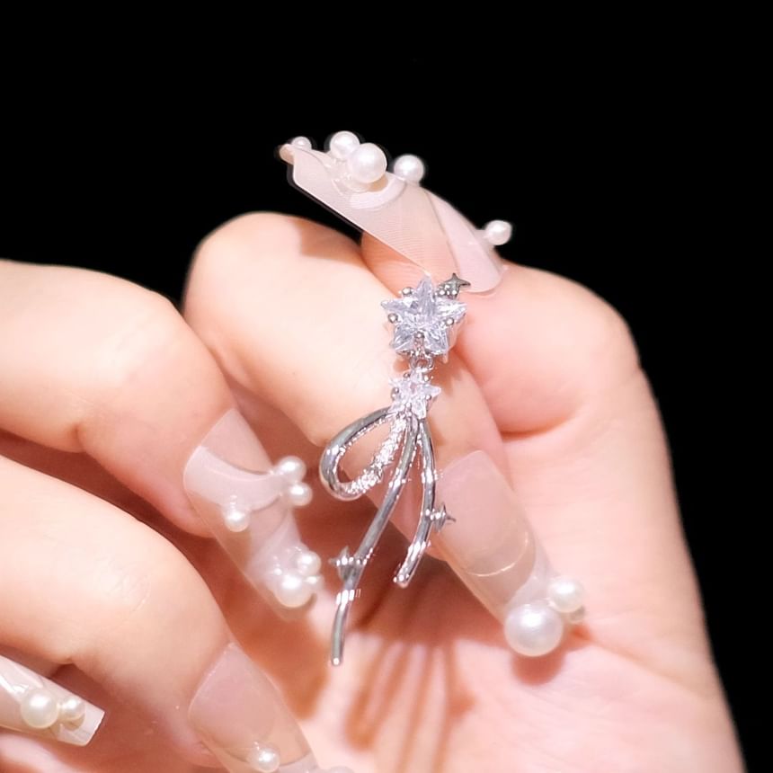 Earring Alloy Drop Rhinestone Bow Star