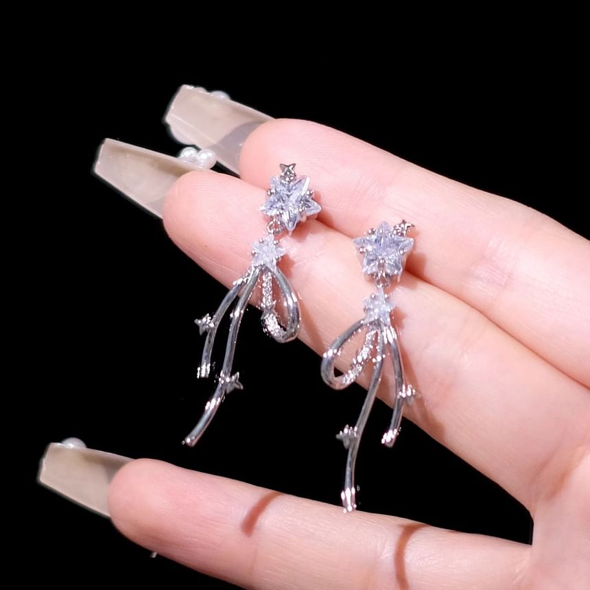 Earring Alloy Drop Rhinestone Bow Star