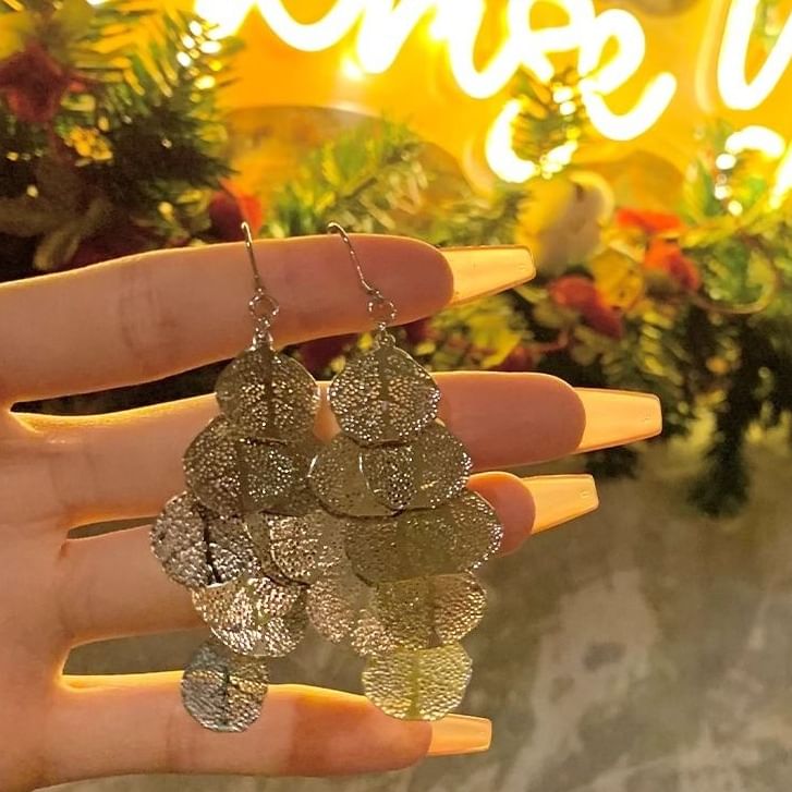 Alloy Earring Chandelier Leaf