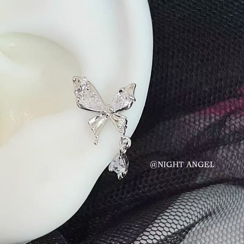 Alloy Earring Drop Rhinestone Butterfly