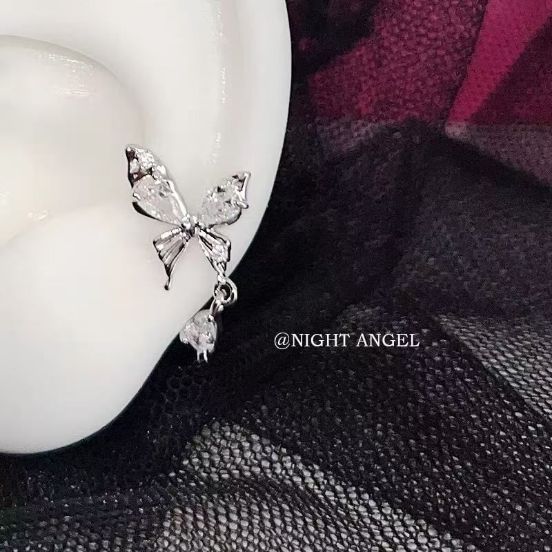 Alloy Earring Drop Rhinestone Butterfly