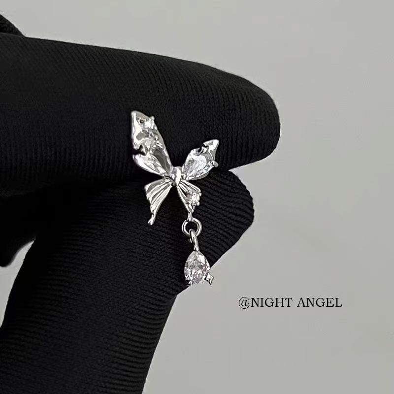 Alloy Earring Drop Rhinestone Butterfly
