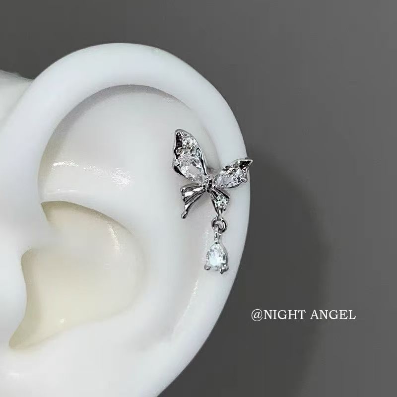 Alloy Earring Drop Rhinestone Butterfly