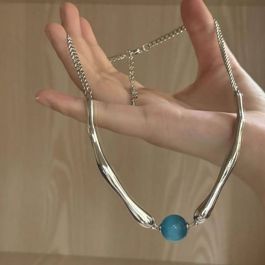 Choker Bead Stone Alloy Faux Eye Cat