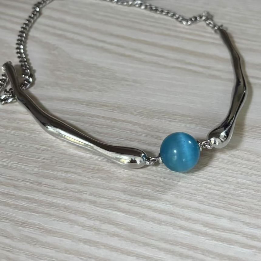Choker Bead Stone Alloy Faux Eye Cat