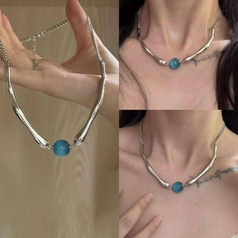 Choker Bead Stone Alloy Faux Eye Cat