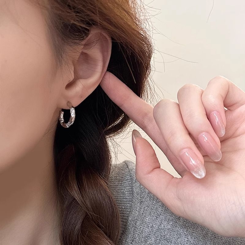 Alloy Rhinestone Earring Open Hoop