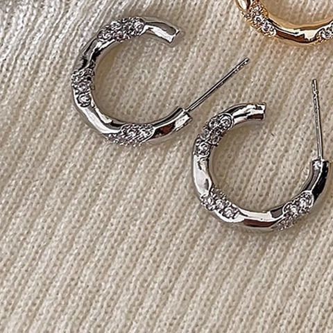 Alloy Rhinestone Earring Open Hoop