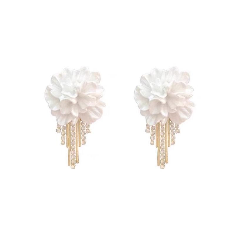 Alloy Rhinestone Earring Fringed Floral