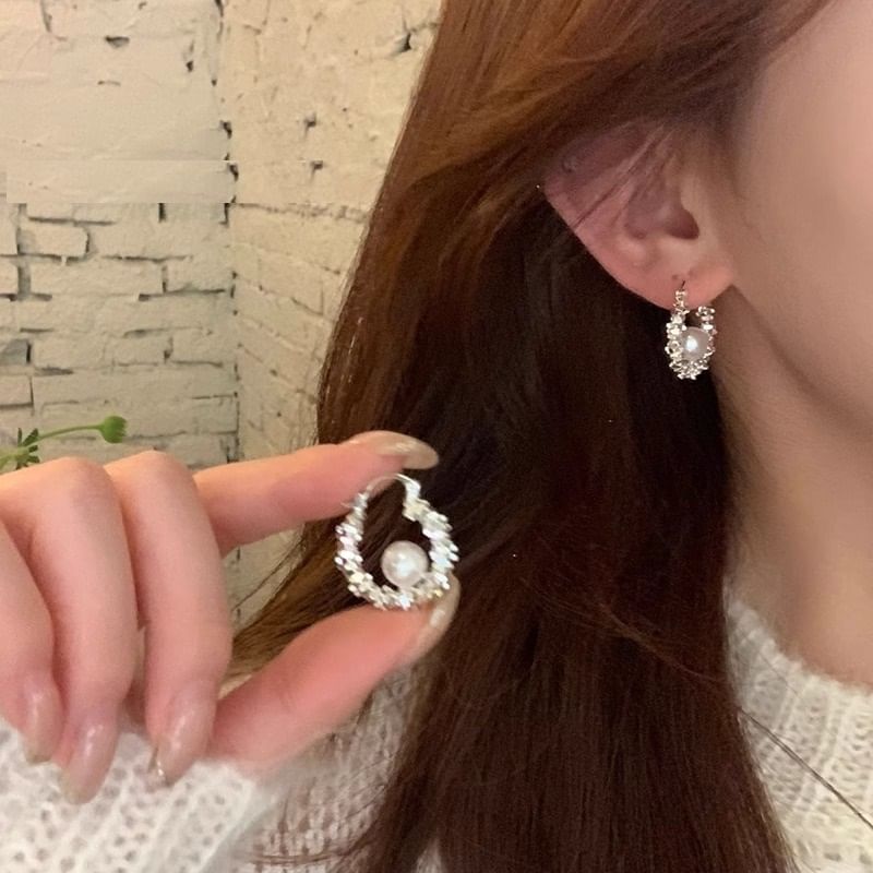 Hoop Beaded Earring Pearl Faux