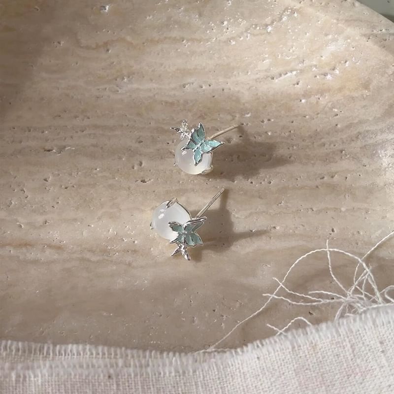 Butterfly Enamel Stud Earring Cabochon