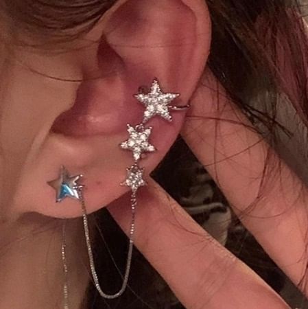Cuff Star Earring with Ear Rhinestone
