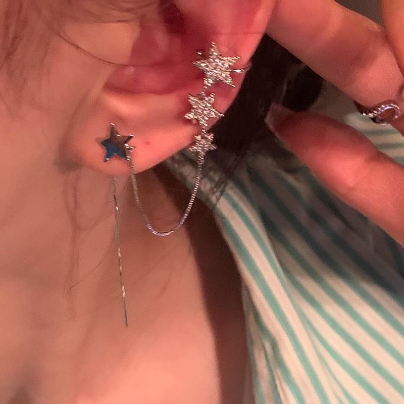 Cuff Star Earring with Ear Rhinestone
