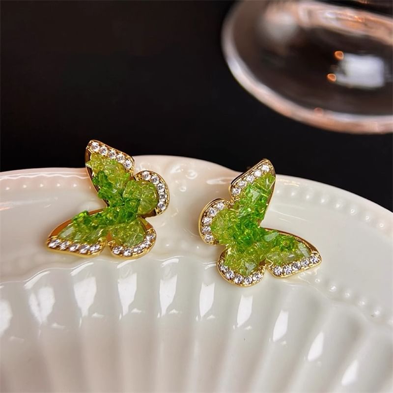 Earring Butterfly Rhinestone Stud