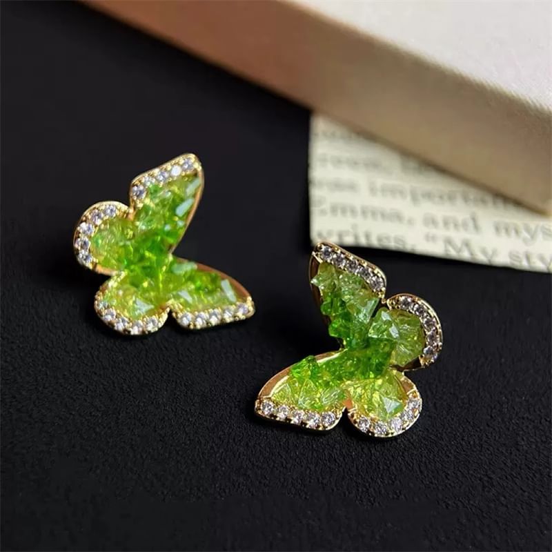 Earring Butterfly Rhinestone Stud