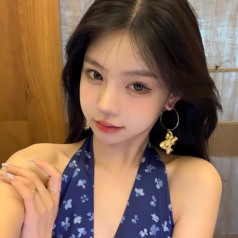 Hoop Earring Drop Flower