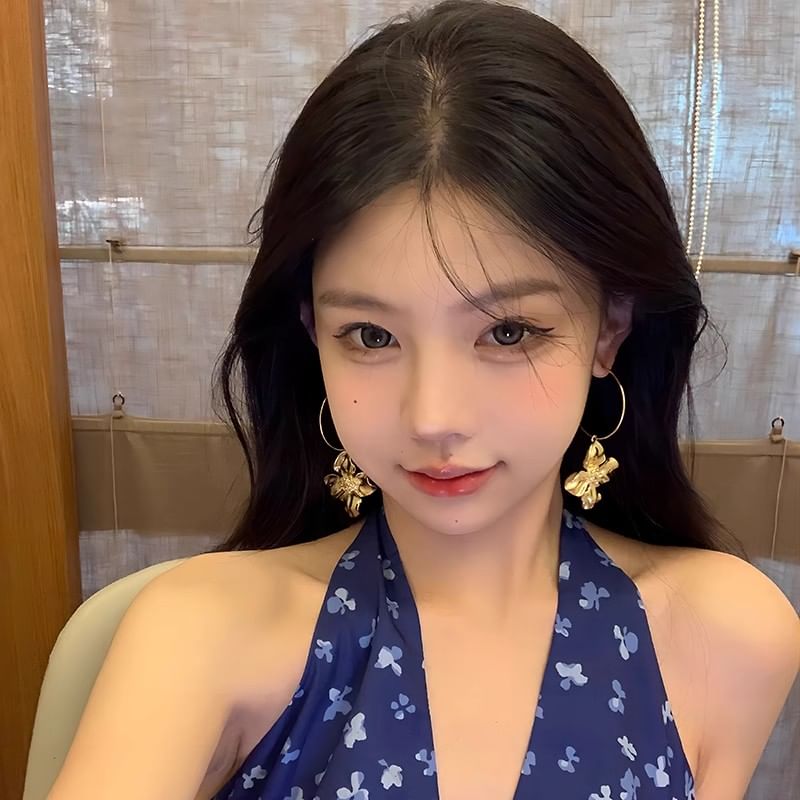 Hoop Earring Drop Flower