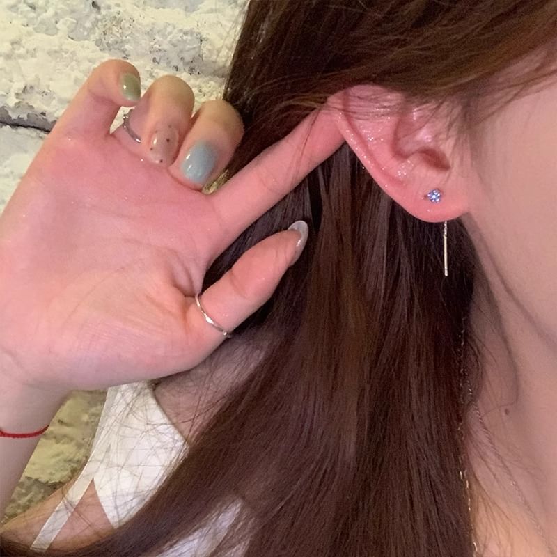 Threader Rhinestone Earring Flower