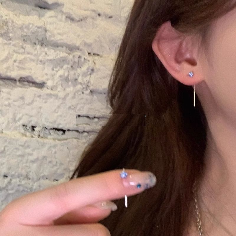 Threader Rhinestone Earring Flower