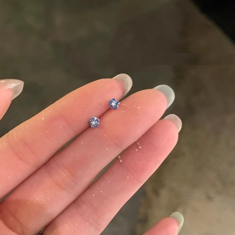 Threader Rhinestone Earring Flower