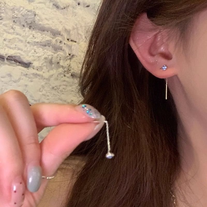 Threader Rhinestone Earring Flower