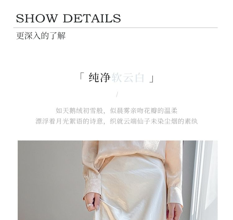 High Waist Plain Satin Maxi A-Line Skirt