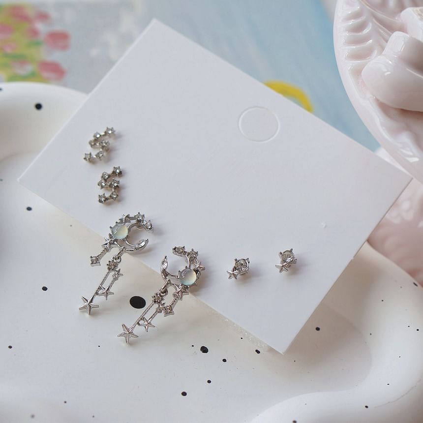 Pairs: Earring of 3 Rhinestone Star Set