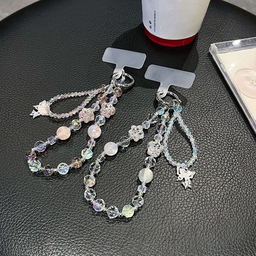 with Phone Wrist Pad Faux Strap Lanyard Butterfly Crystal Beaded