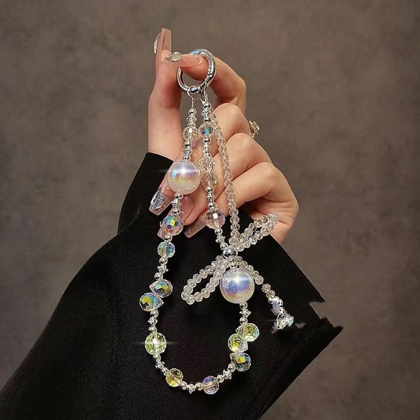 Beaded Strap Phone Faux Bow Crystal Wrist