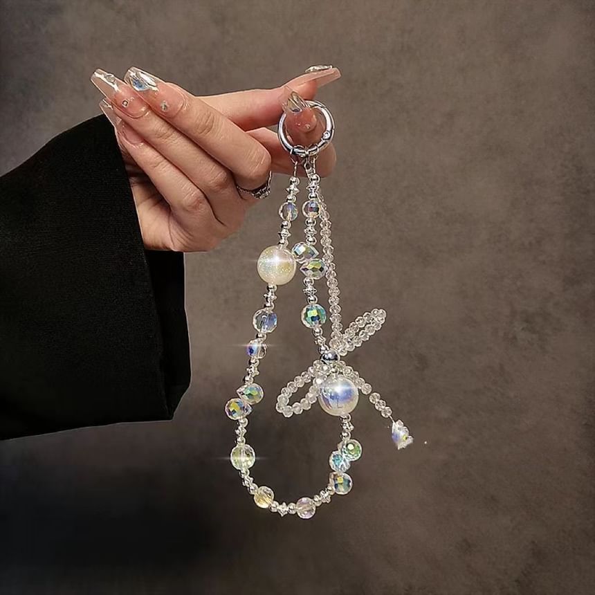 Beaded Strap Phone Faux Bow Crystal Wrist