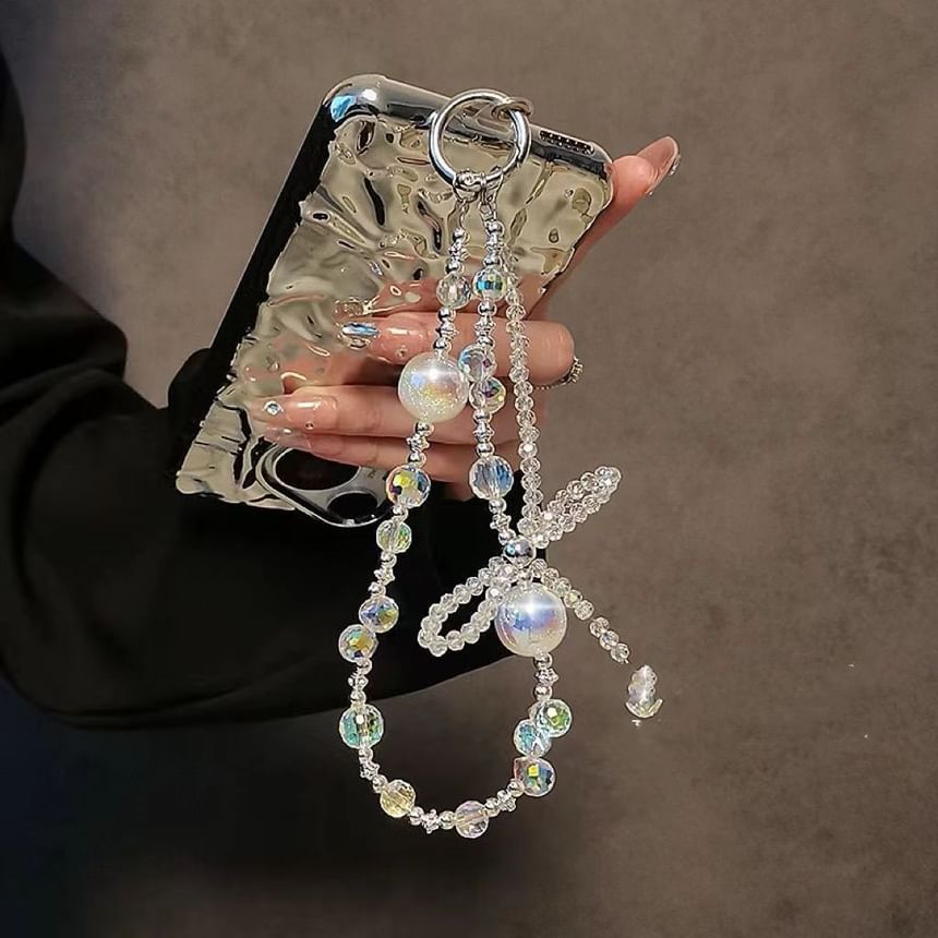 Beaded Strap Phone Faux Bow Crystal Wrist