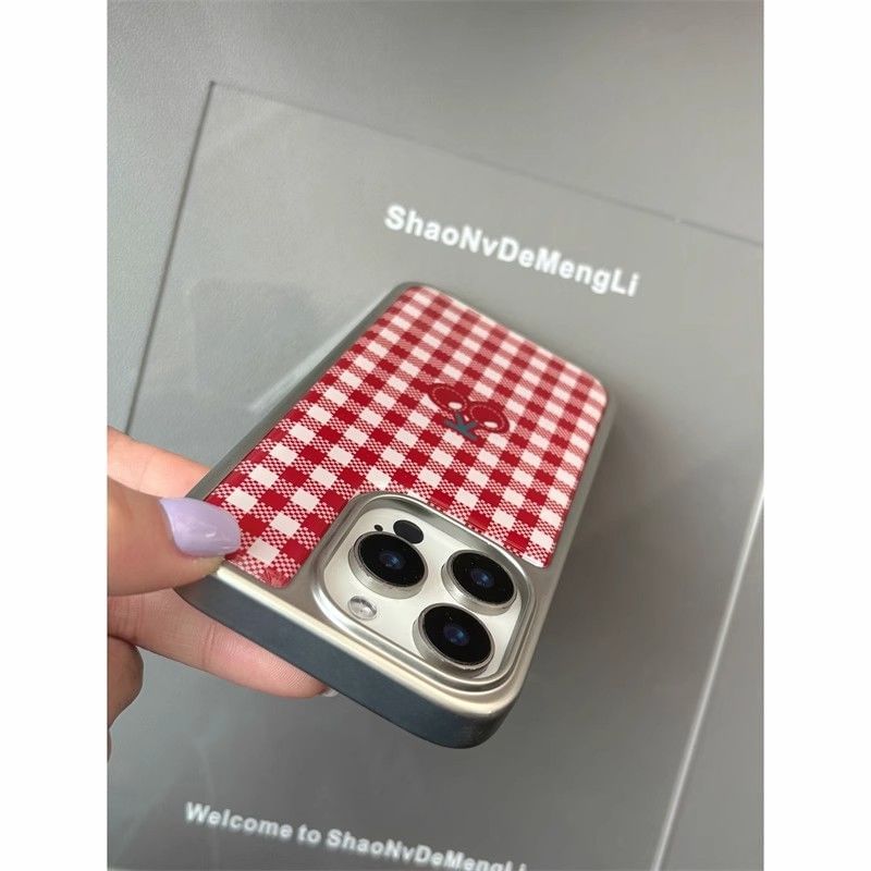 Cherry Gingham Print Phone Case