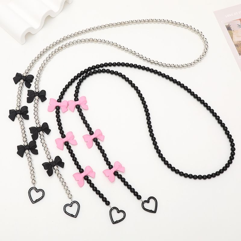 Phone Bow Bead Lanyard