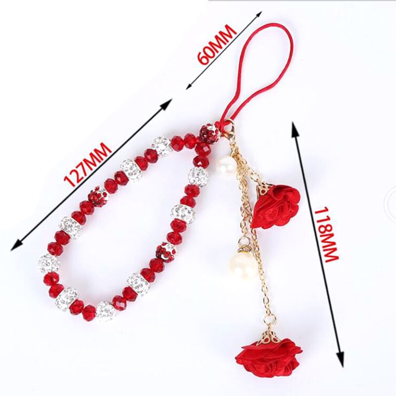 Faux Floral Phone Strap Crystal