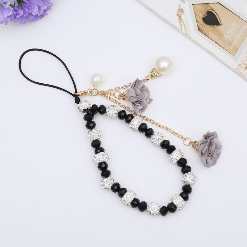 Faux Floral Phone Strap Crystal