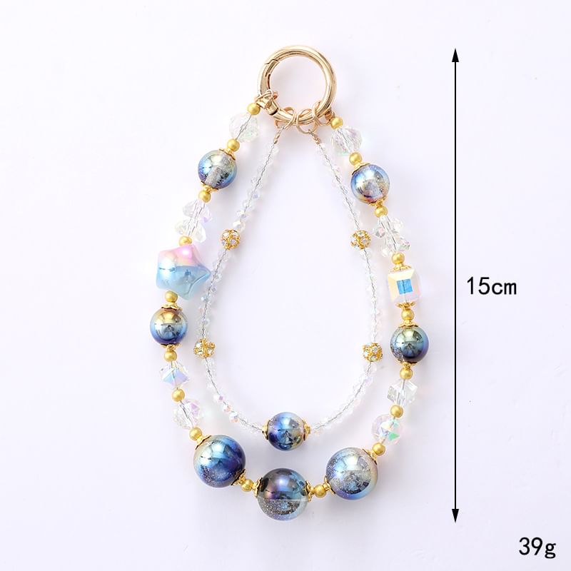 Strap (Various Star Designs) Layered Crystal Bead Phone Faux
