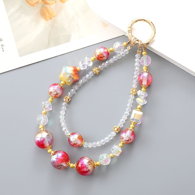 Strap (Various Star Designs) Layered Crystal Bead Phone Faux