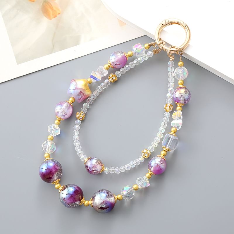 Strap (Various Star Designs) Layered Crystal Bead Phone Faux