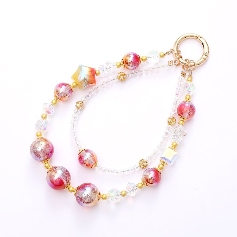 Strap (Various Star Designs) Layered Crystal Bead Phone Faux
