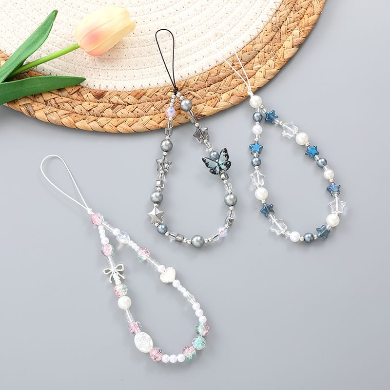 / Bead Star Phone Butterfly Bow Strap