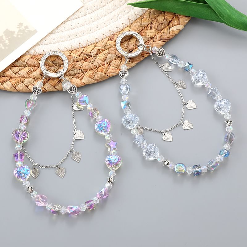 Heart Strap Crystal Phone Faux