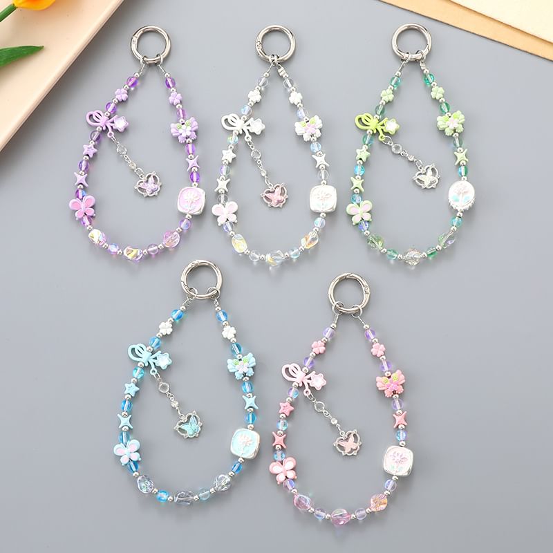 Clover Strap Faux Crystal Phone Bow